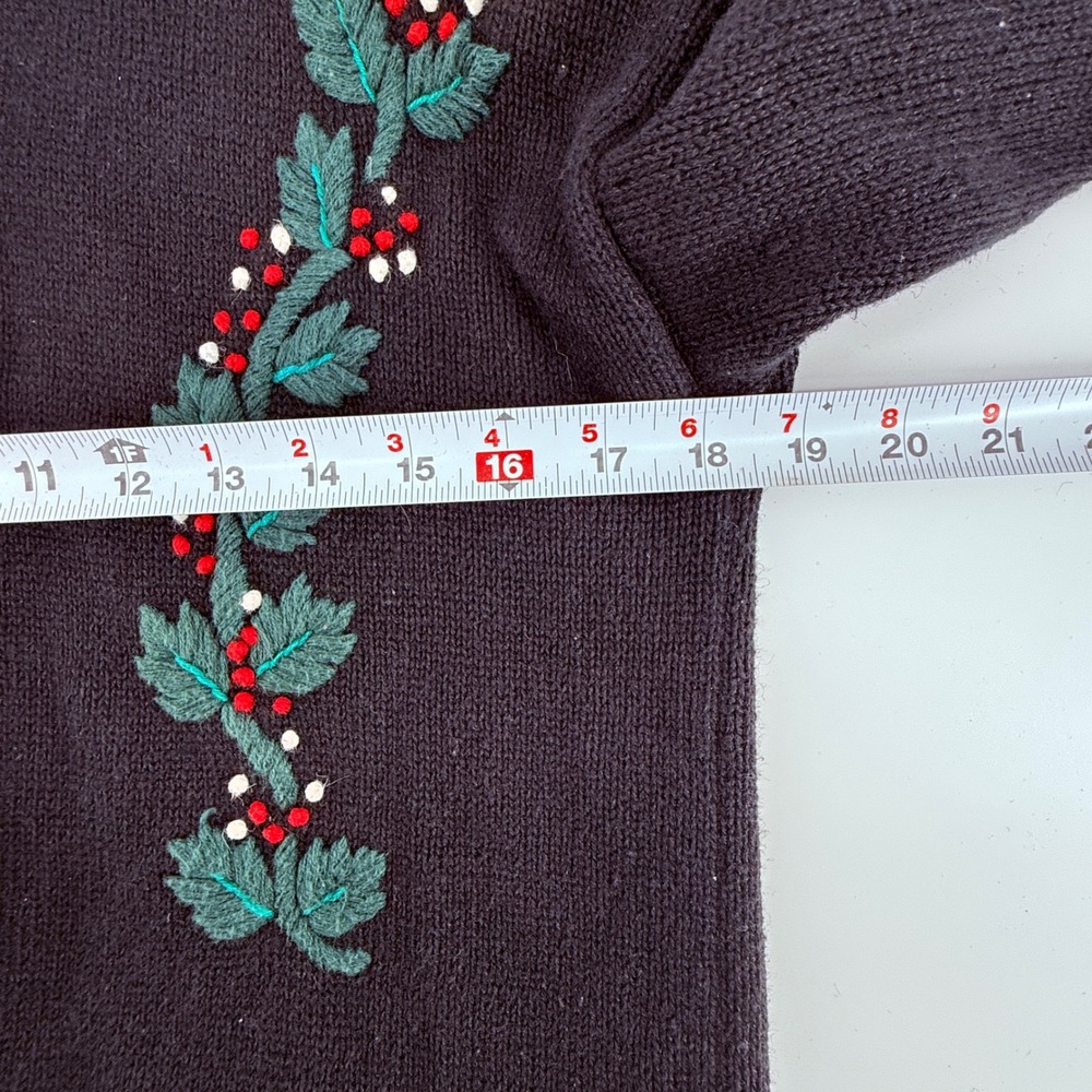 Bryn Connelly Vintage Christmas Holiday Cardigan Sweater Holly Plaid Button Up S - Picture 8 of 9